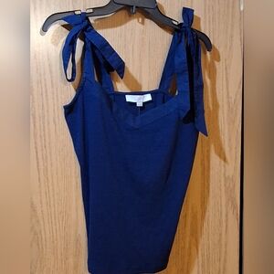 LOFT Navy Tie Shoulder Stretch Tank NWT